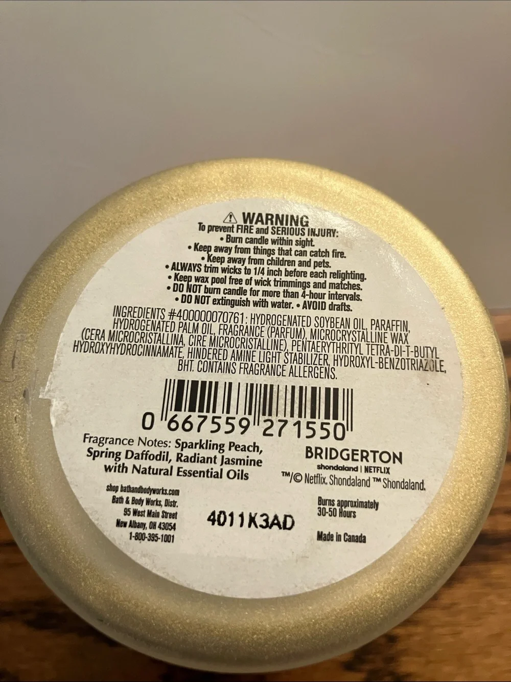 Bath & Body Works Bridgerton Diamond of the Season Candle - Gold & Black